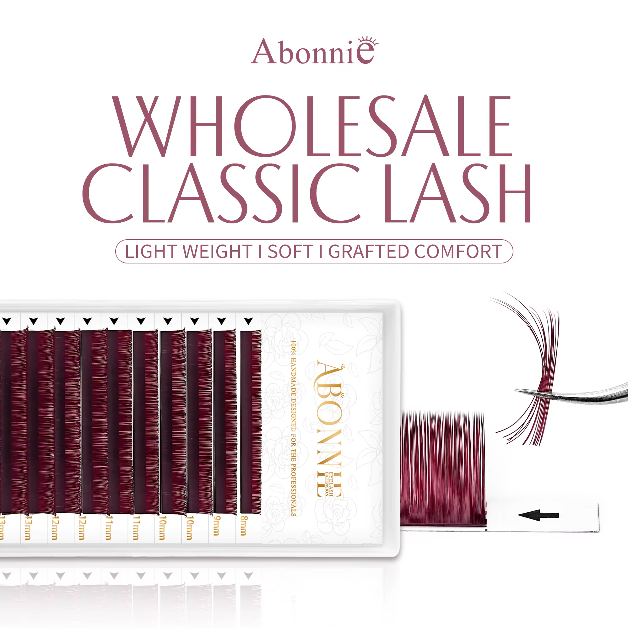Extensions de cils Abonnie Burgundy Matte Volume 8-15mm
