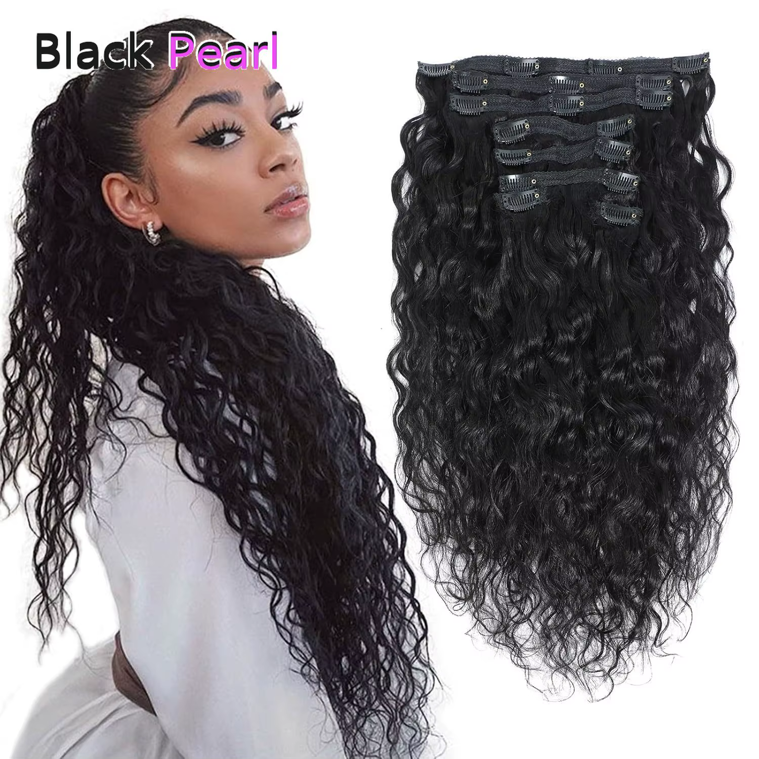 Extensions de cheveux humains brésiliennes Black Pearl Ocean Wave