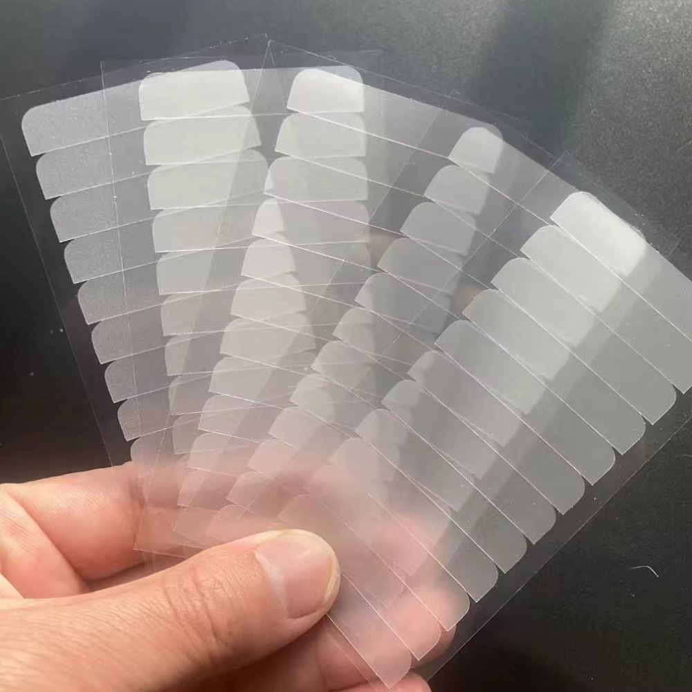 5 feuilles de 60 languettes de ruban adhésif simple face 4cm*0.8cm pour extensions de cheveux et perruques en dentelle