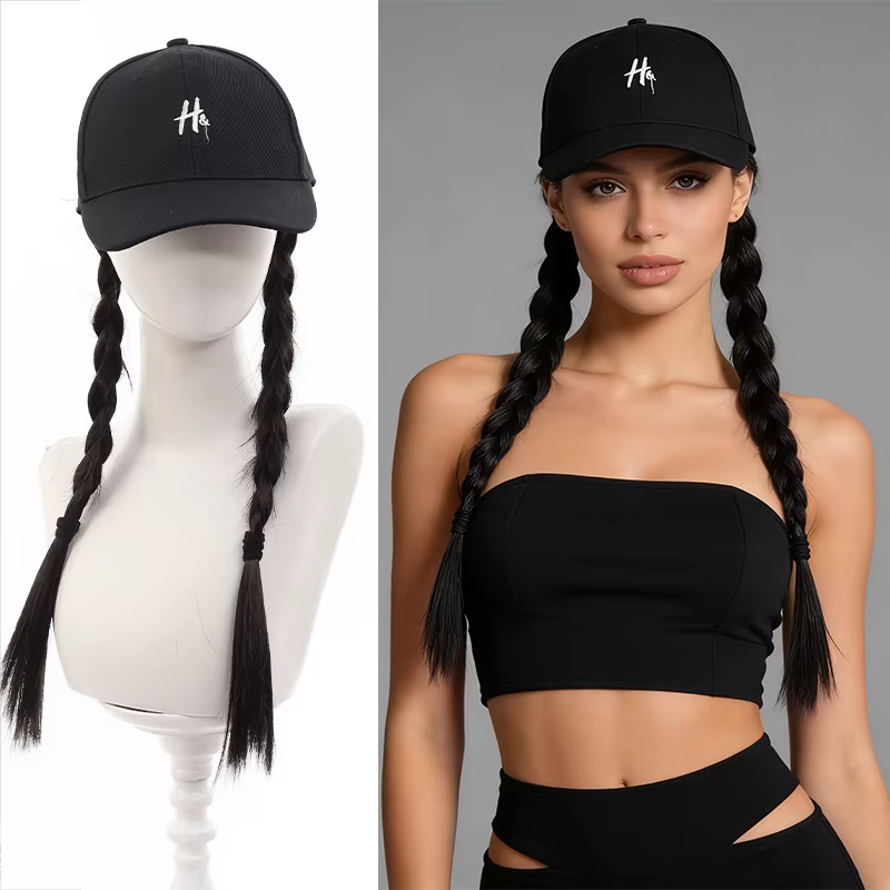 Casquette de baseball pour femme avec perruque intégrée