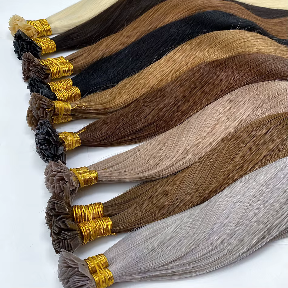KerBrian-Extensions de cheveux à pointe plate pré-collées