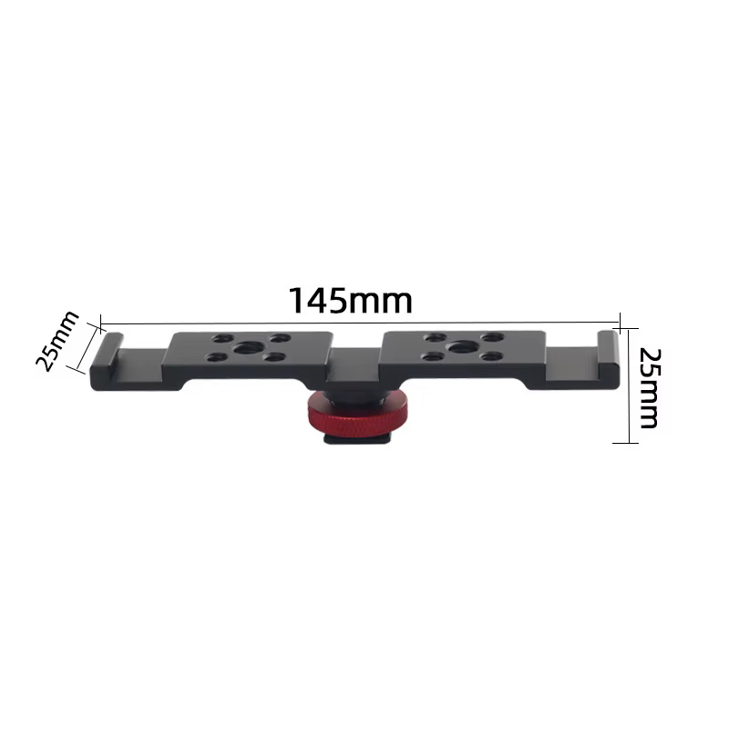 Barre d'extension triple en aluminium pour 3 supports griffe chaude et griffe froide pour appareil photo reflex numérique, hybride, microphone, éclairage LED vidéo et vlogging
