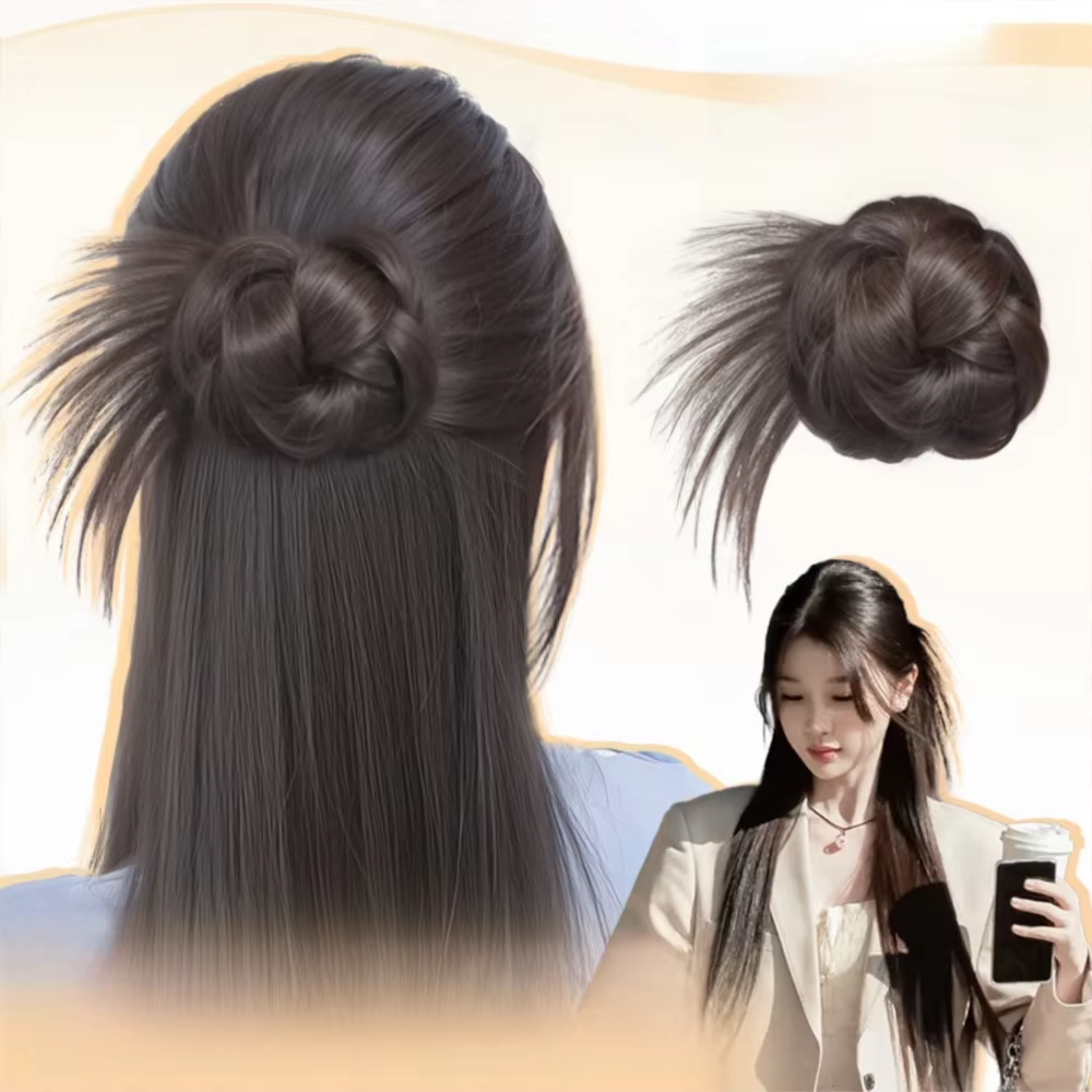 Nouveau cheveux synthétiques chignon griffe pince moelleux naturel noir