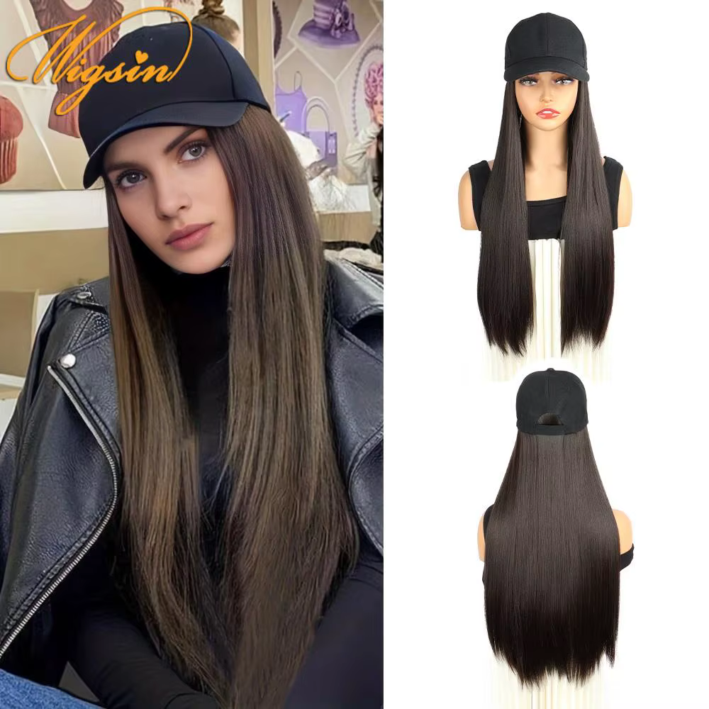 WIGSIN – perruque synthétique longue et lisse de 24 pouces