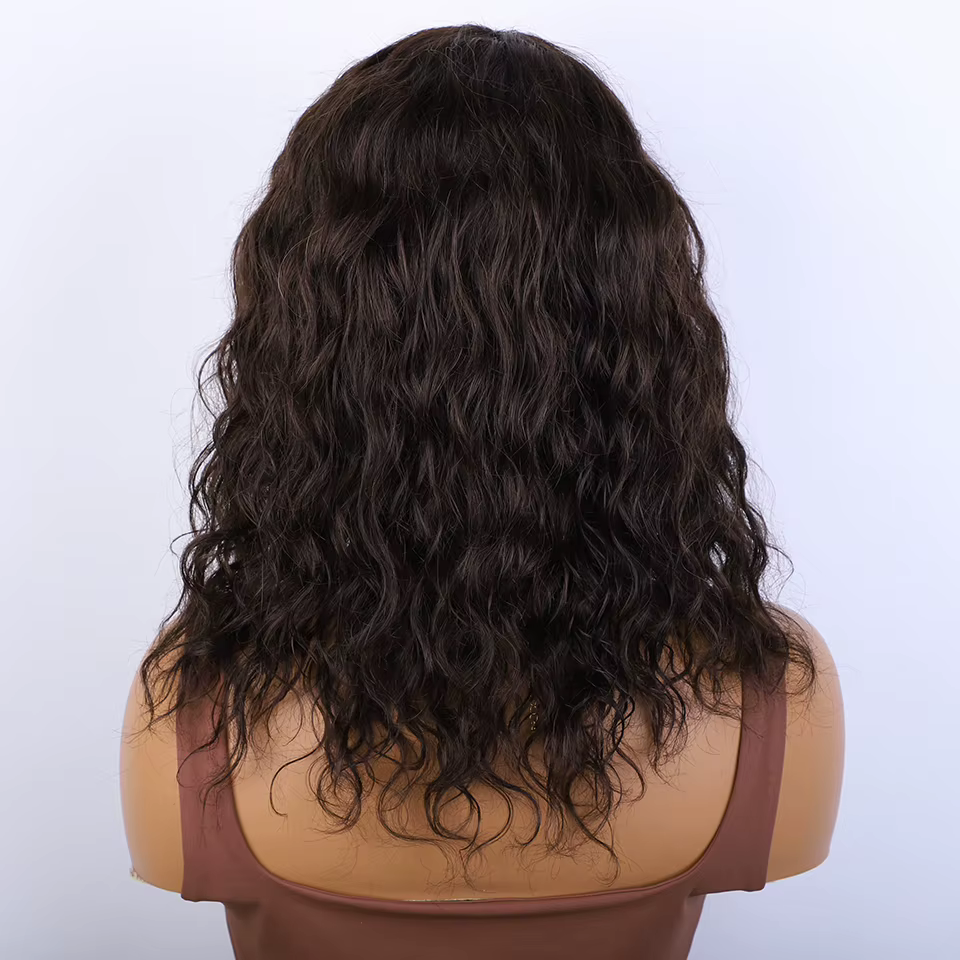 Perle noire courte coupe lutin brun naturel Multi séparation 100% vrais Cheveux humains qualité Perruques