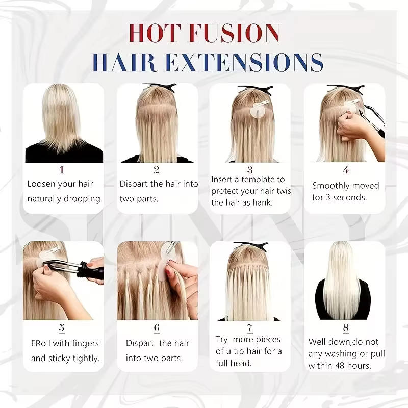 U pointe cheveux kératine Extensions