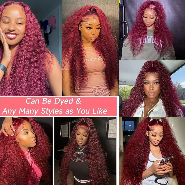 30 40 pouces 99J bordeaux 13x6 Hd dentelle frontale perruque de cheveux humains couleur rouge 13x4