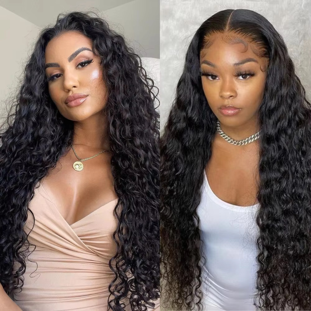 Perruque Lace Front Wig synthétique bouclée longue noire 13*3