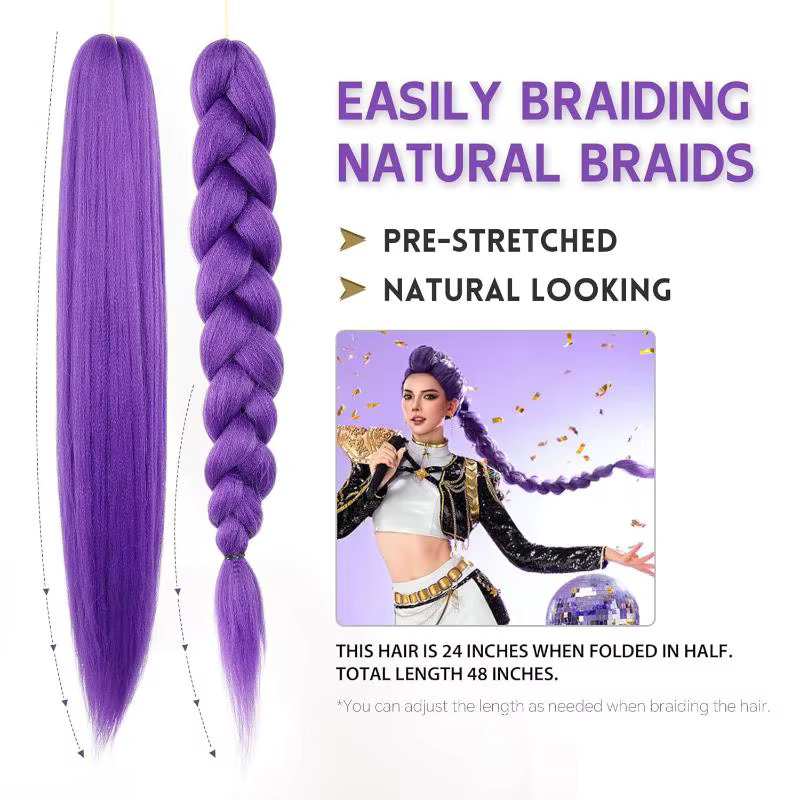 Perruque de Cosplay KPOP Rumi tressée violette longue de 26 pouces