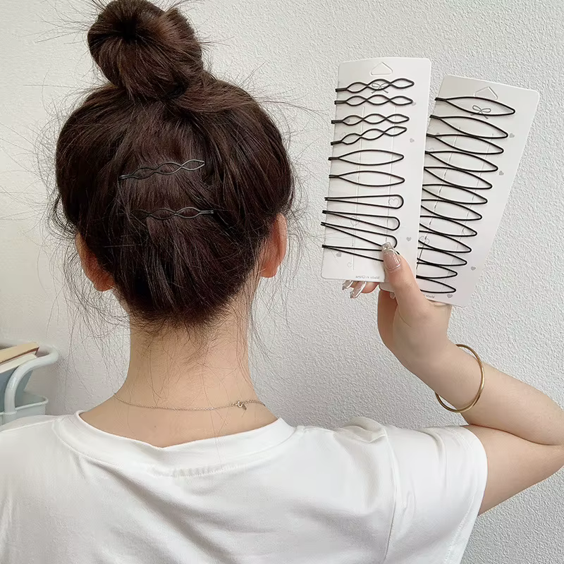 Épingles à cheveux ondulées noires pour femmes et filles