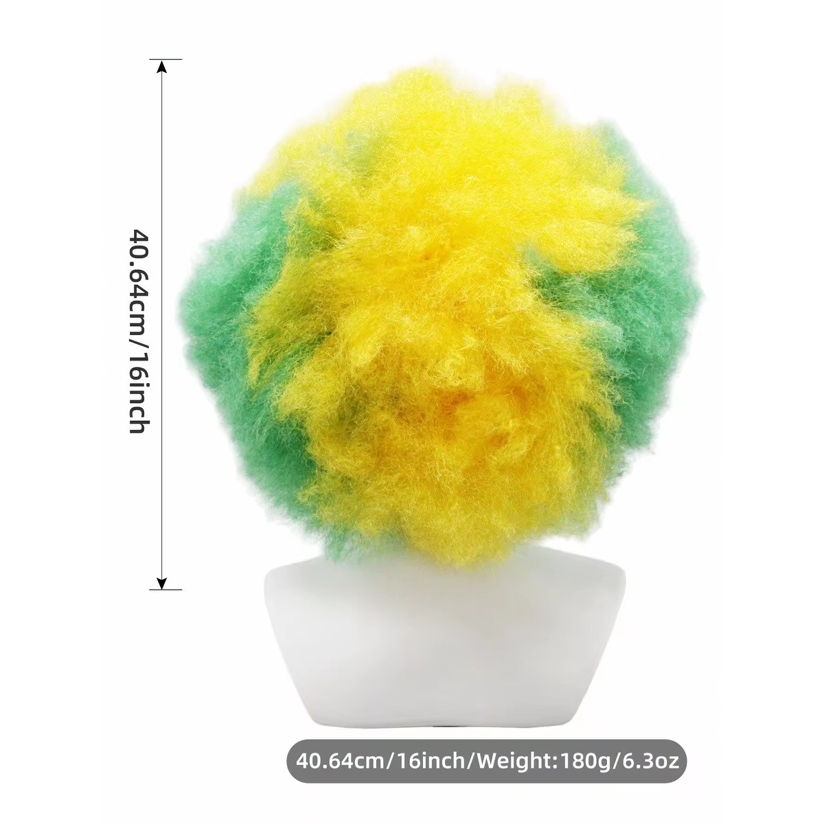 Perruque synthétique bouclée afro jaune-vert