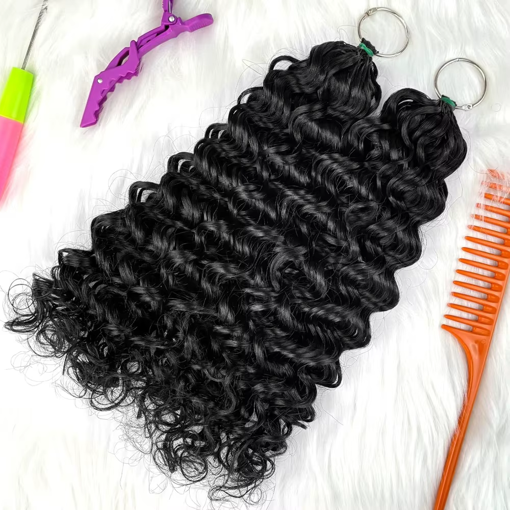 Extensions de cheveux humains au crochet pré-bouclées 60g