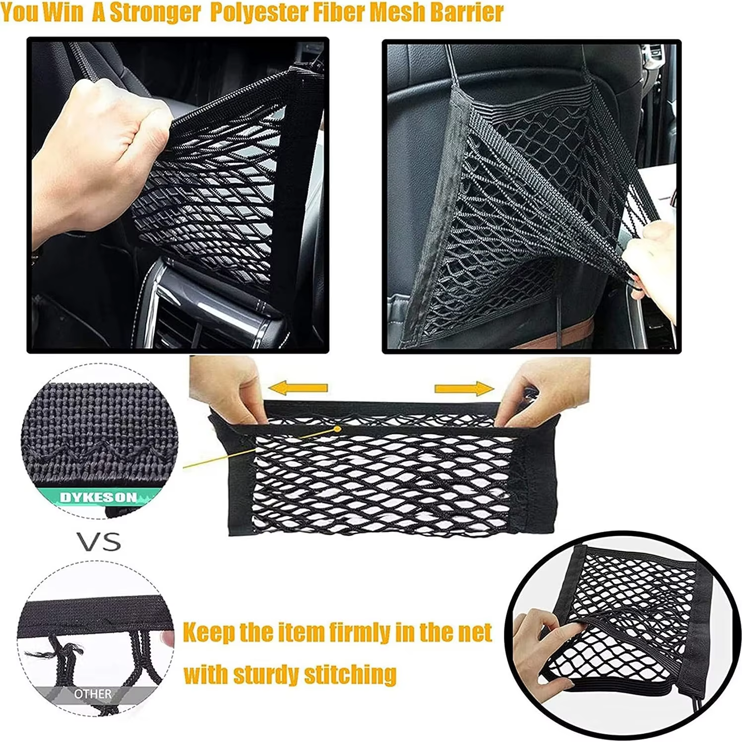 Barrière de voiture pour animaux de compagnie barrière de voiture pour chien avec sac de rangement en maille de sécurité automatique barrière pour animaux de compagnie garde siège arrière protecteur d