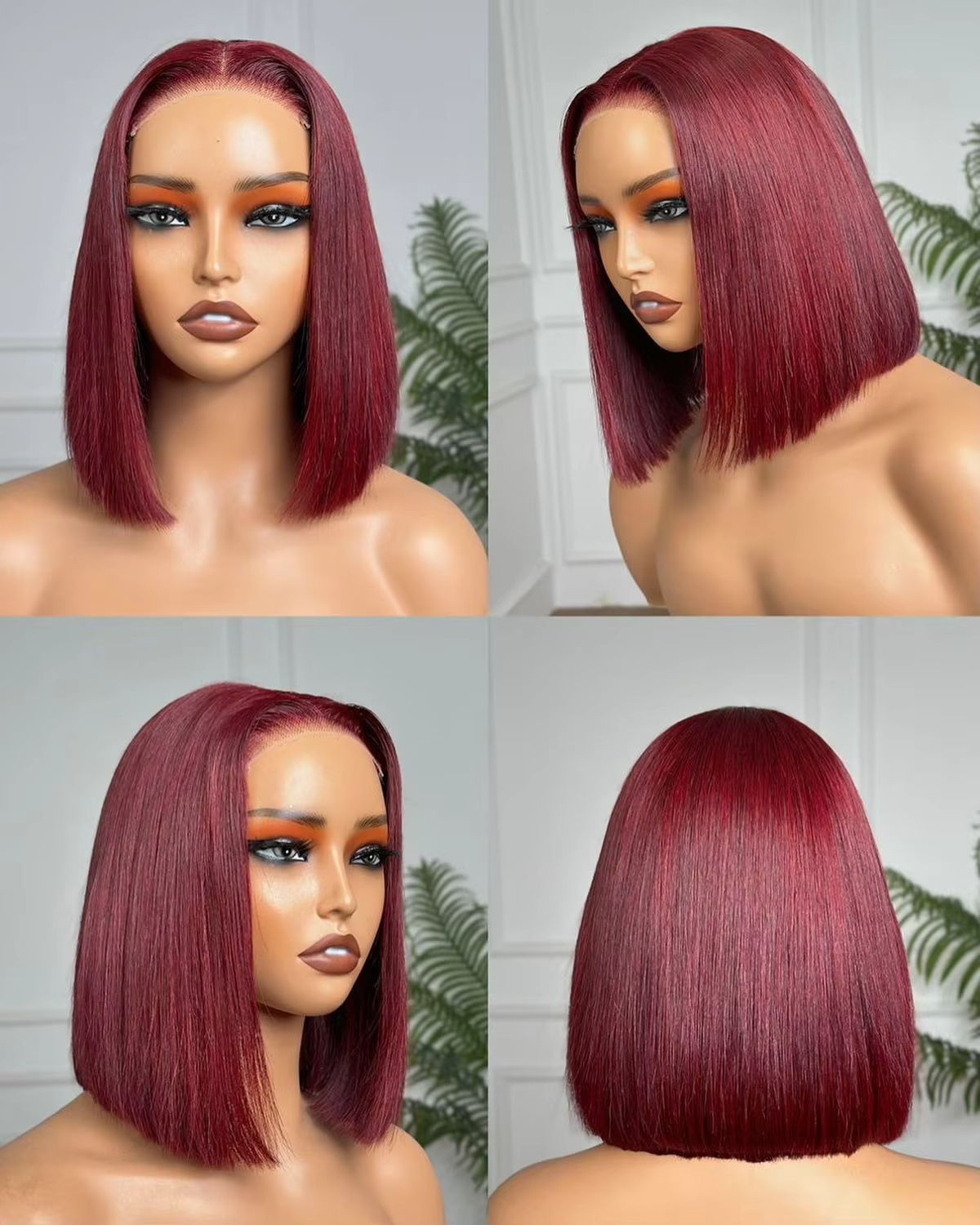 Perruque Bob Bourgogne Cheveux Humains 4C