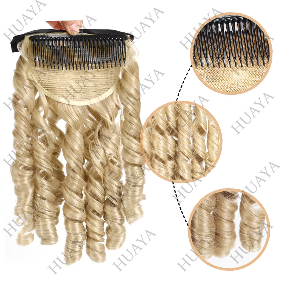 Extensions de cheveux queue de cheval longues et bouclées