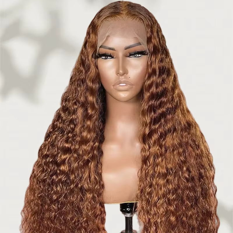 Perruque Deep Wave, raie au milieu, cheveux synthétiques tissés à la machine, pour femmes