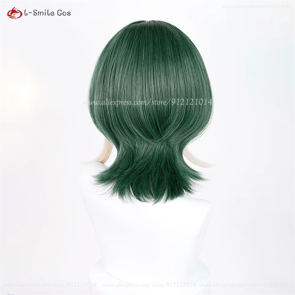 Guita Cosplay perruque 30 cm vert blanc-or perruques mixtes pour femmes hommes Anime