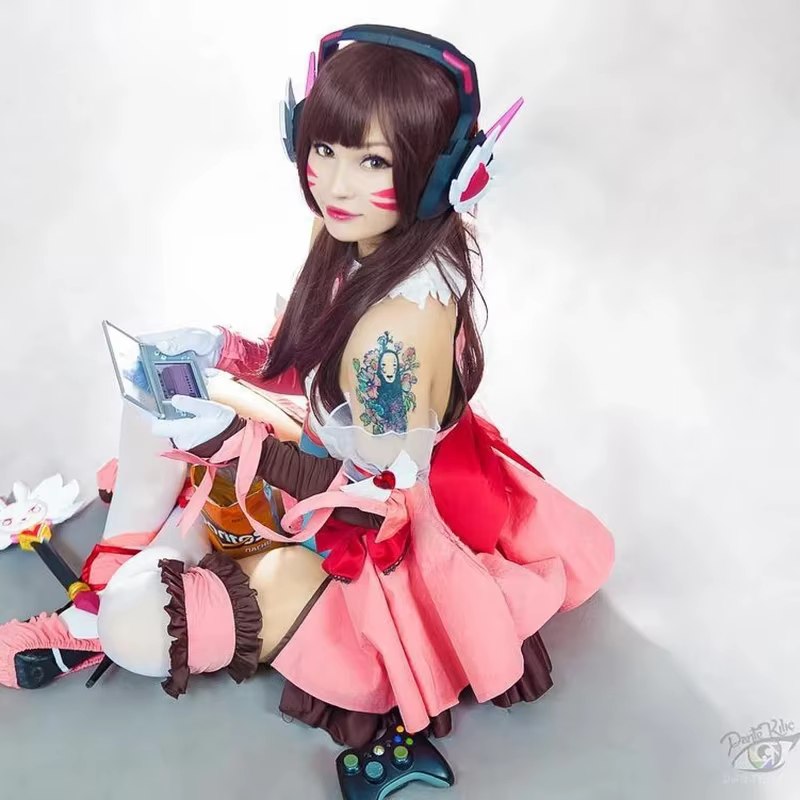 Perruque de cosplay D.Va Hana Song pour Overwatch