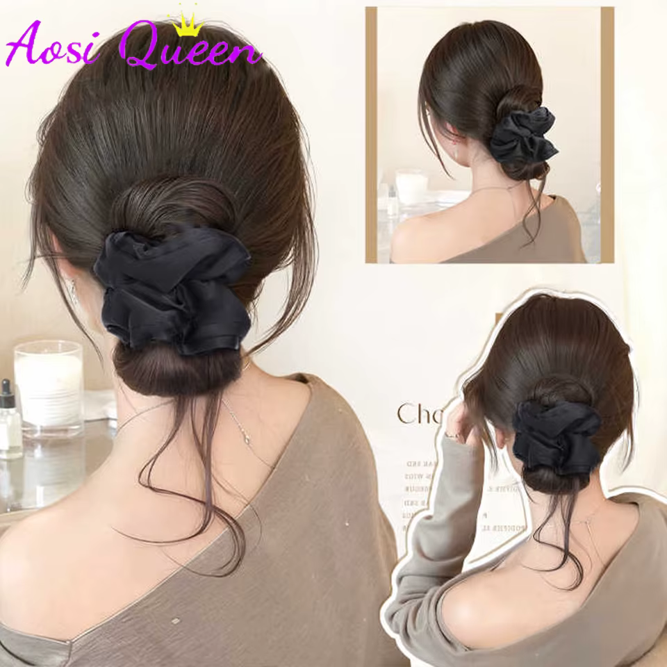 AOSIQUEEN Chignon synthétique en satin avec pince à cheveux