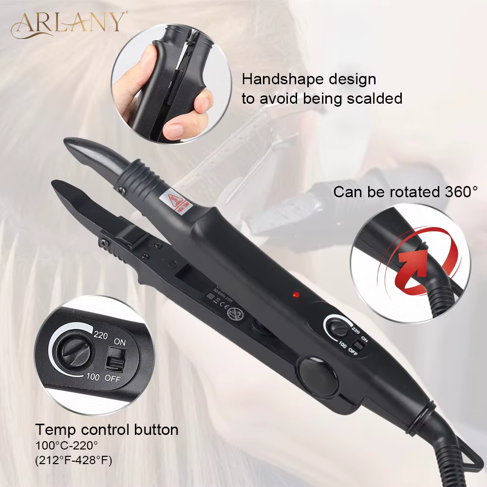 ARLANY Kit de fer à extensions de cheveux Fusion à température réglable
