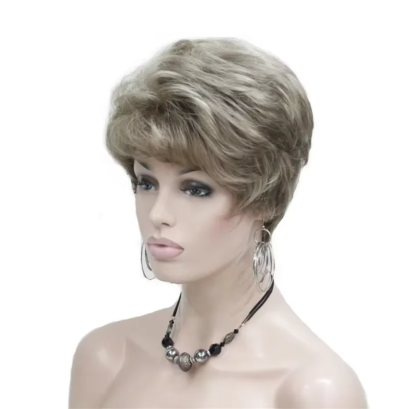 Perruque synthétique courte bouclée blonde/auburn pour femmes