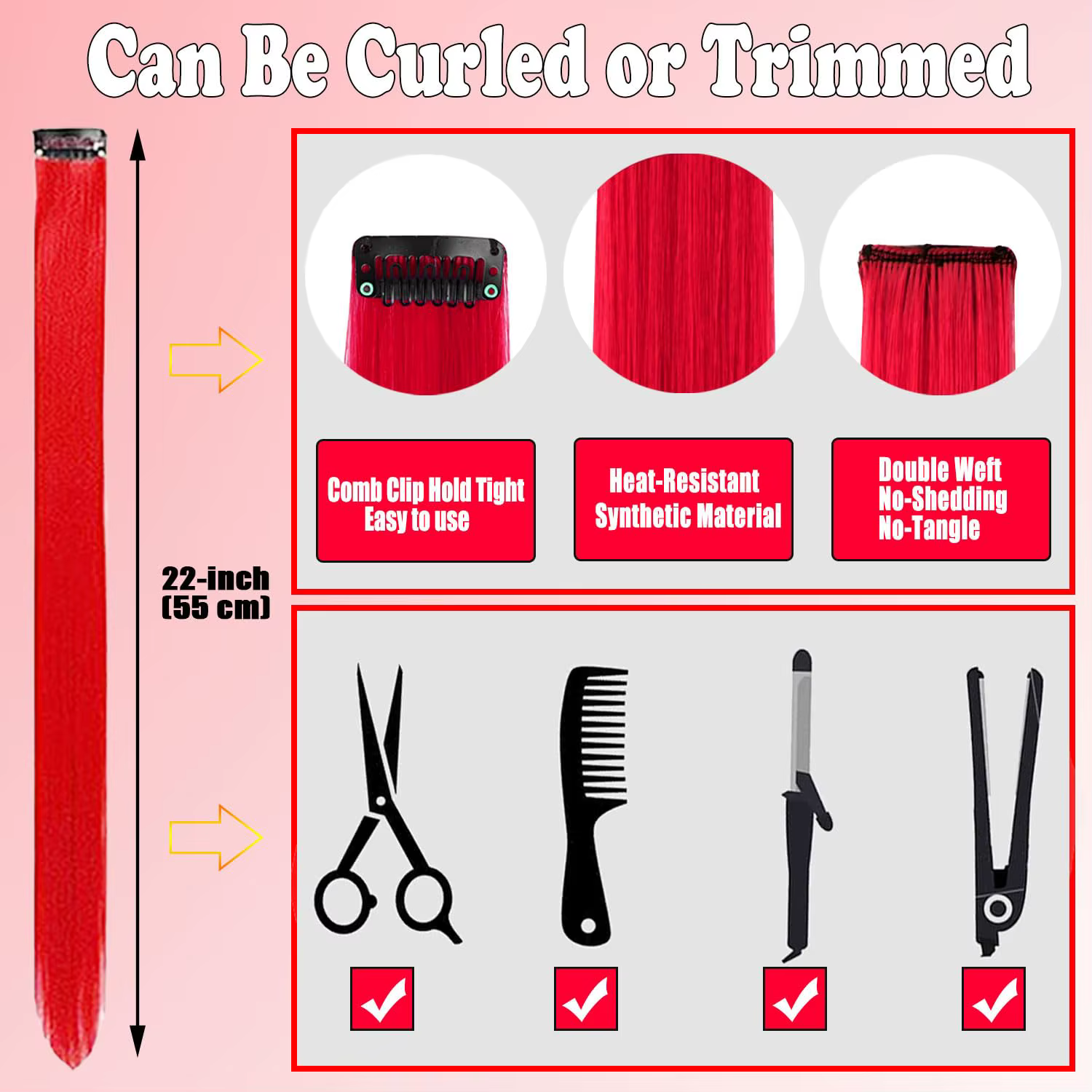 6/12 pièces Extensions de cheveux pince