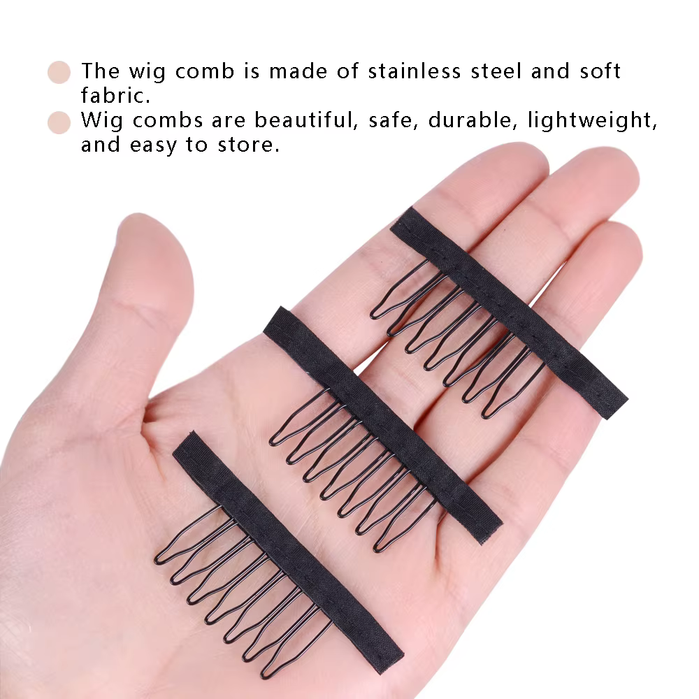24 pcs/lot dentelle perruque Clips acier 7 dents 5 couleurs Polyester tissu Durable