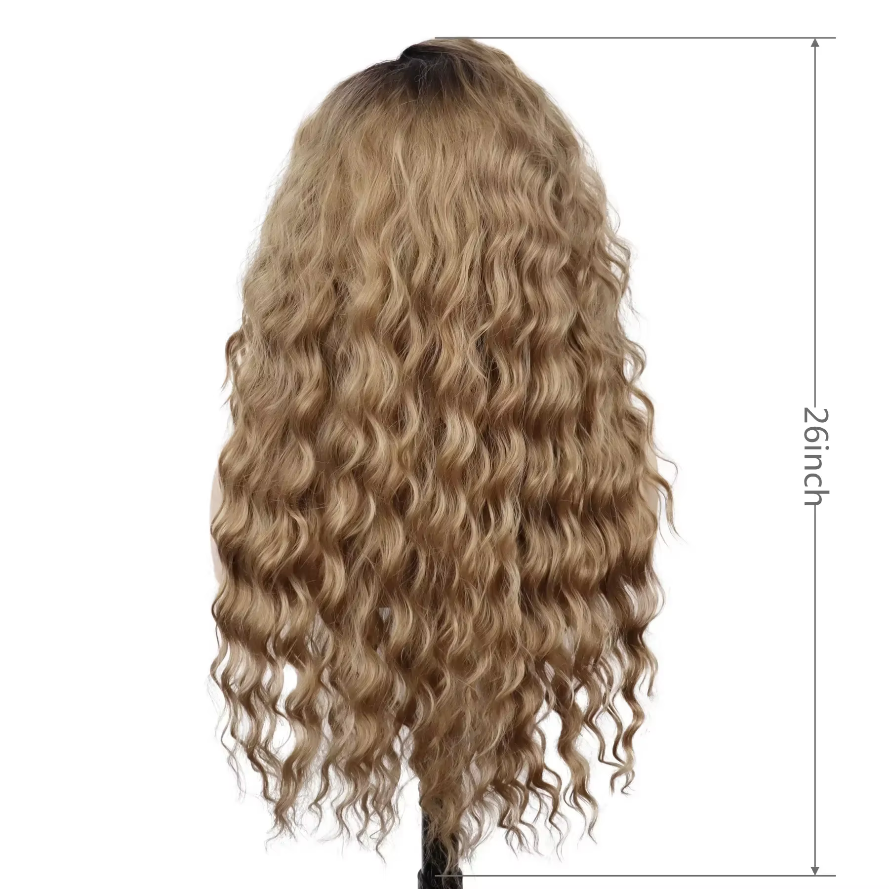 GNIMEGIL synthétique longue vague Cur perruques femme naturel marron perruque avec Clip partie libre côté frange 80s