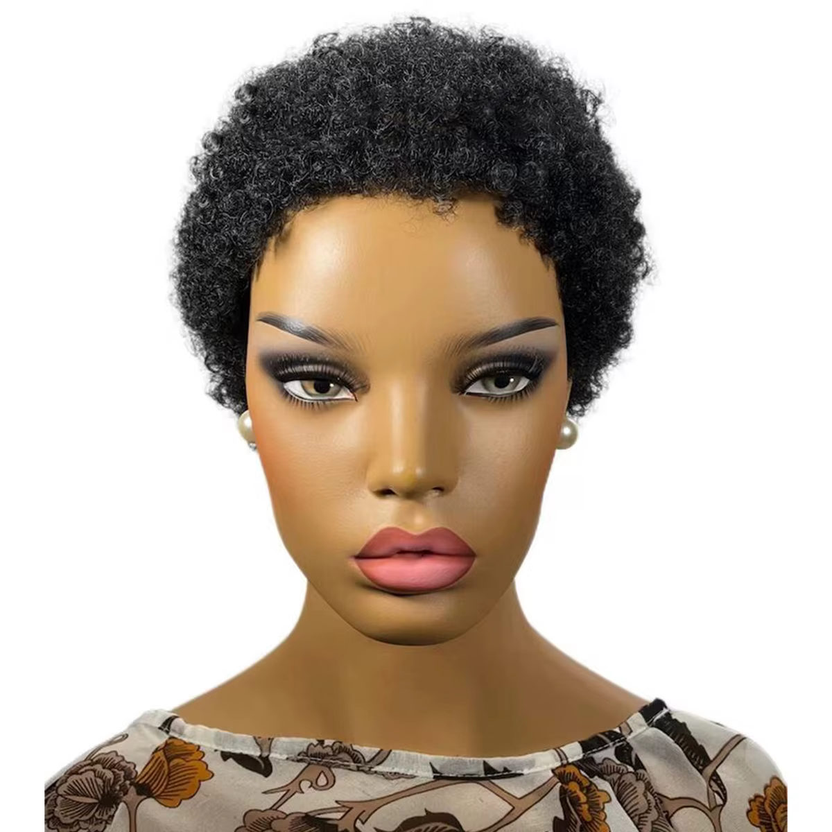 Perruque afro courte crépue sans colle pour femmes noires