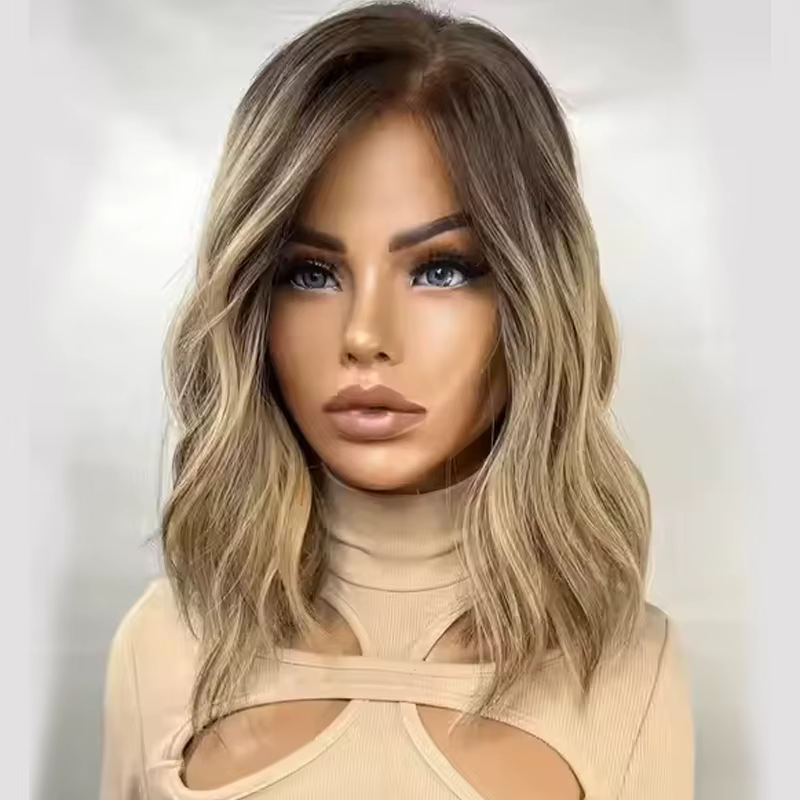 Perruque synthétique blonde européenne authentique pour femme