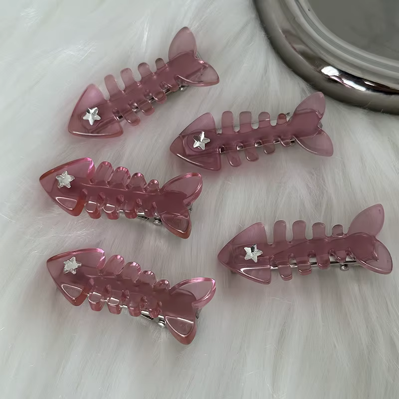 Y2K rose petit poisson barbe épingle à cheveux Style canard bouche pince Design sens Bang