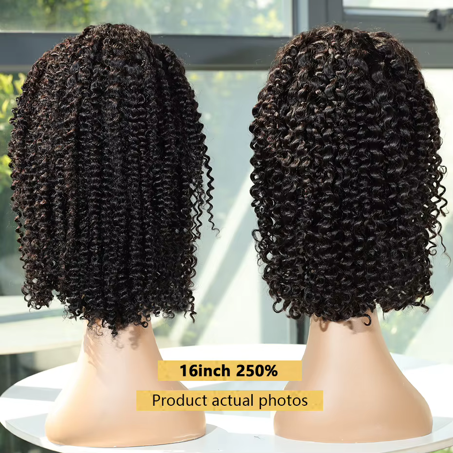 Perruques Jerry Curl, perruque courte bob pleine densité 250