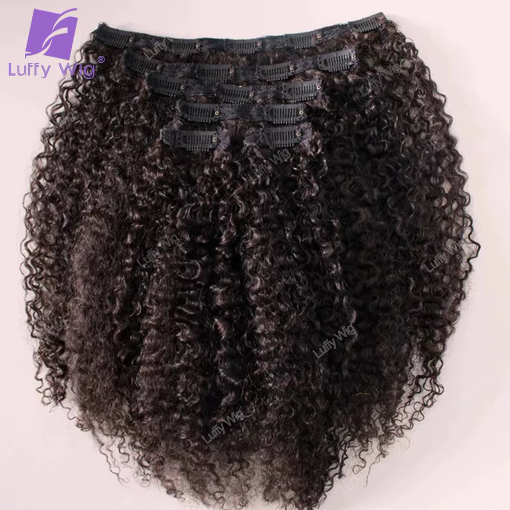 Sans couture pu 3c 4a Afro crépus bouclés pince dans les Extensions de cheveux humains Remy brésilien