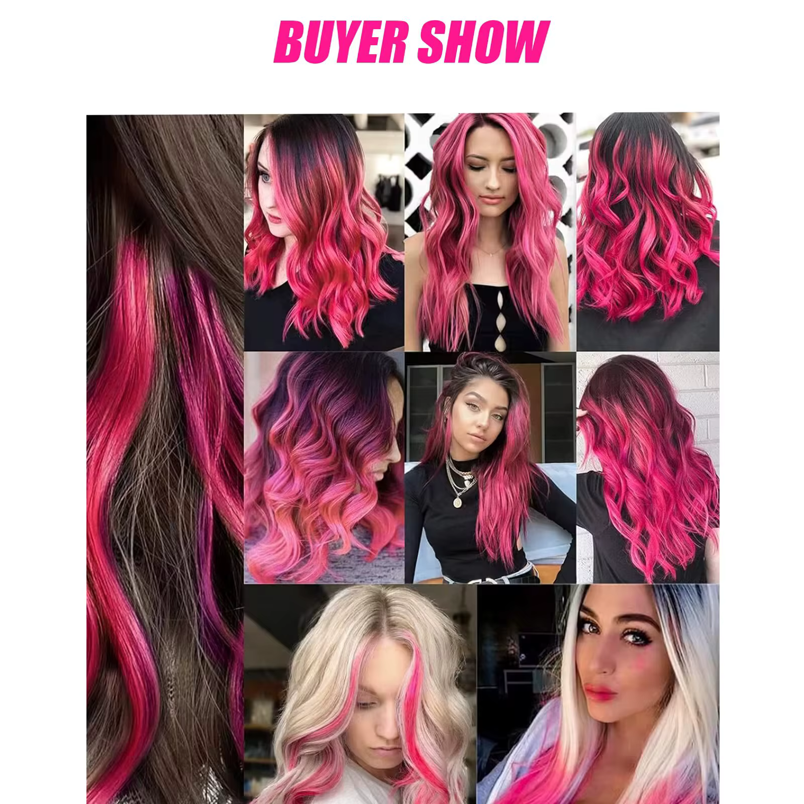 Extensions de cheveux synthétiques colorées à clips