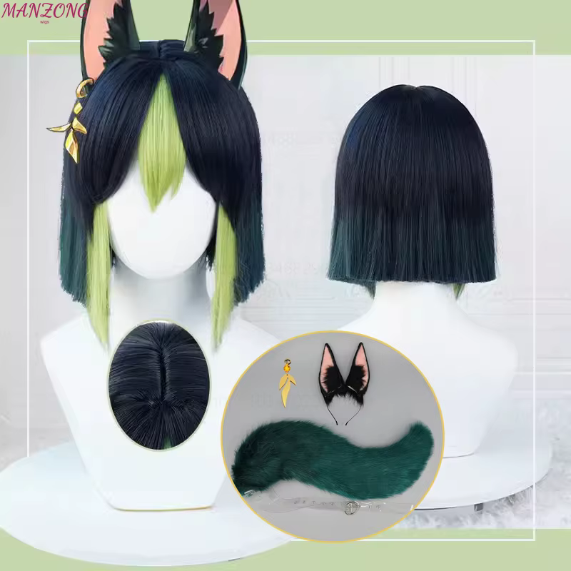 Perruque de Cosplay Tighnari pour Femme