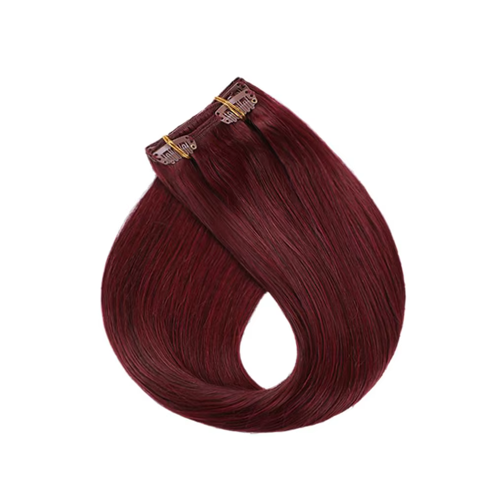 Extensions de cheveux humains bordeaux 99J