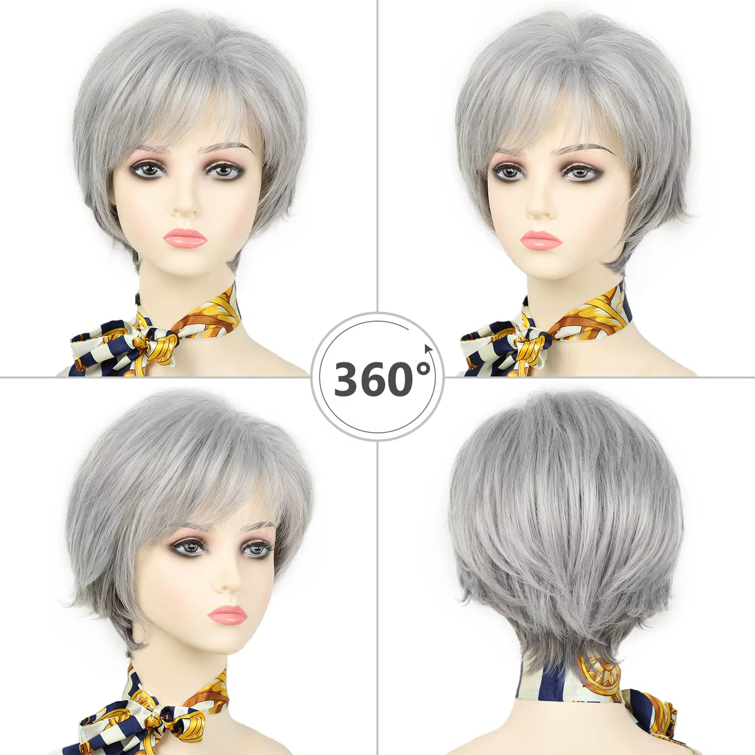 Perruque Coupe Pixie Courte avec Frange pour Femme