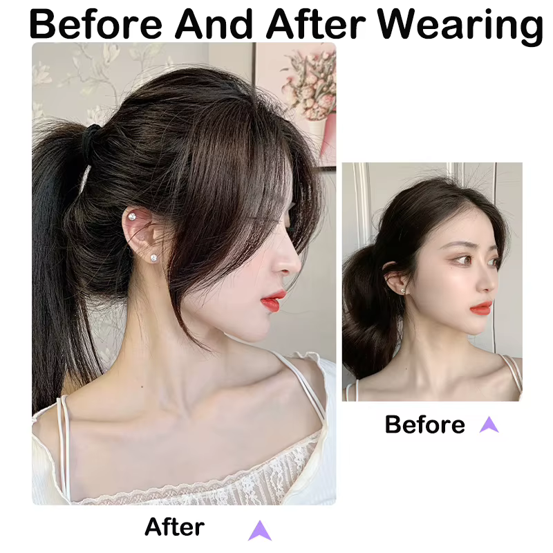 Extensions de cheveux synthétiques à frange centrale