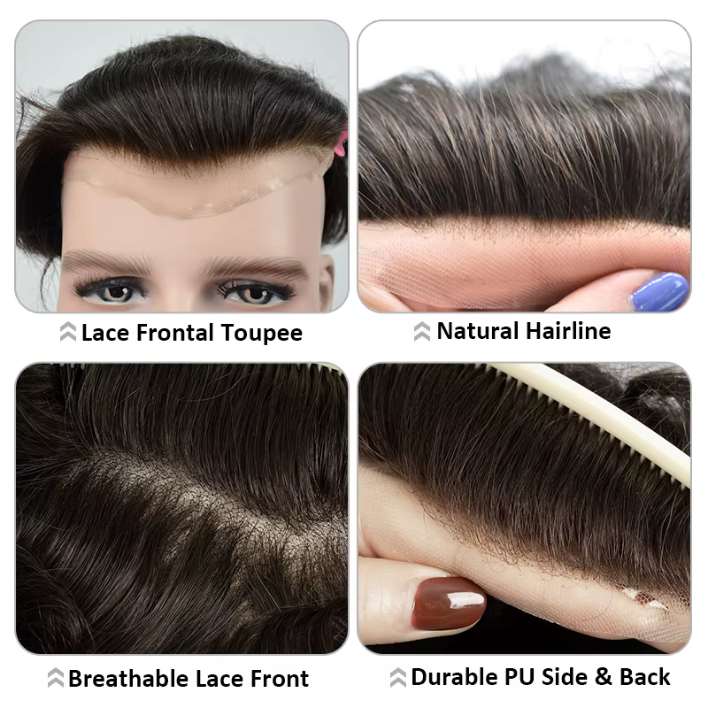 Prothèse capillaire pour homme en dentelle suisse