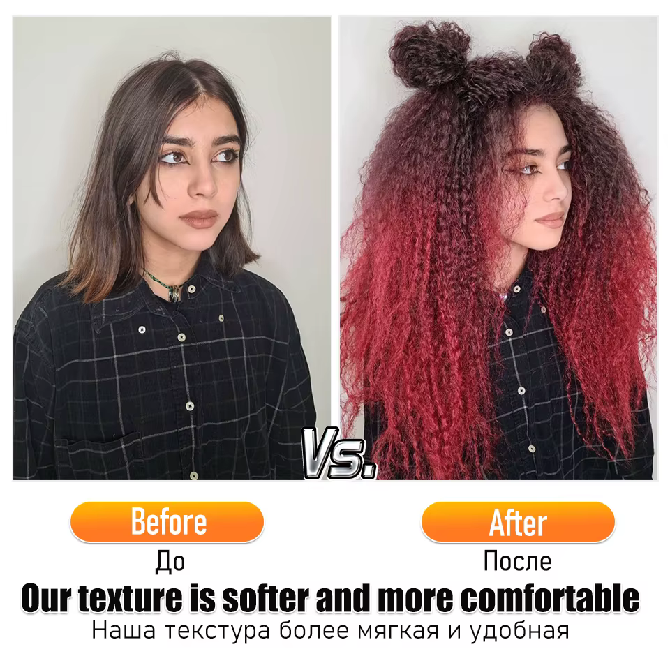 Tresses brésiliennes synthétiques bouclées Extension de tressage doux 20-28 pouces Afro Crochet cheveux longue vague