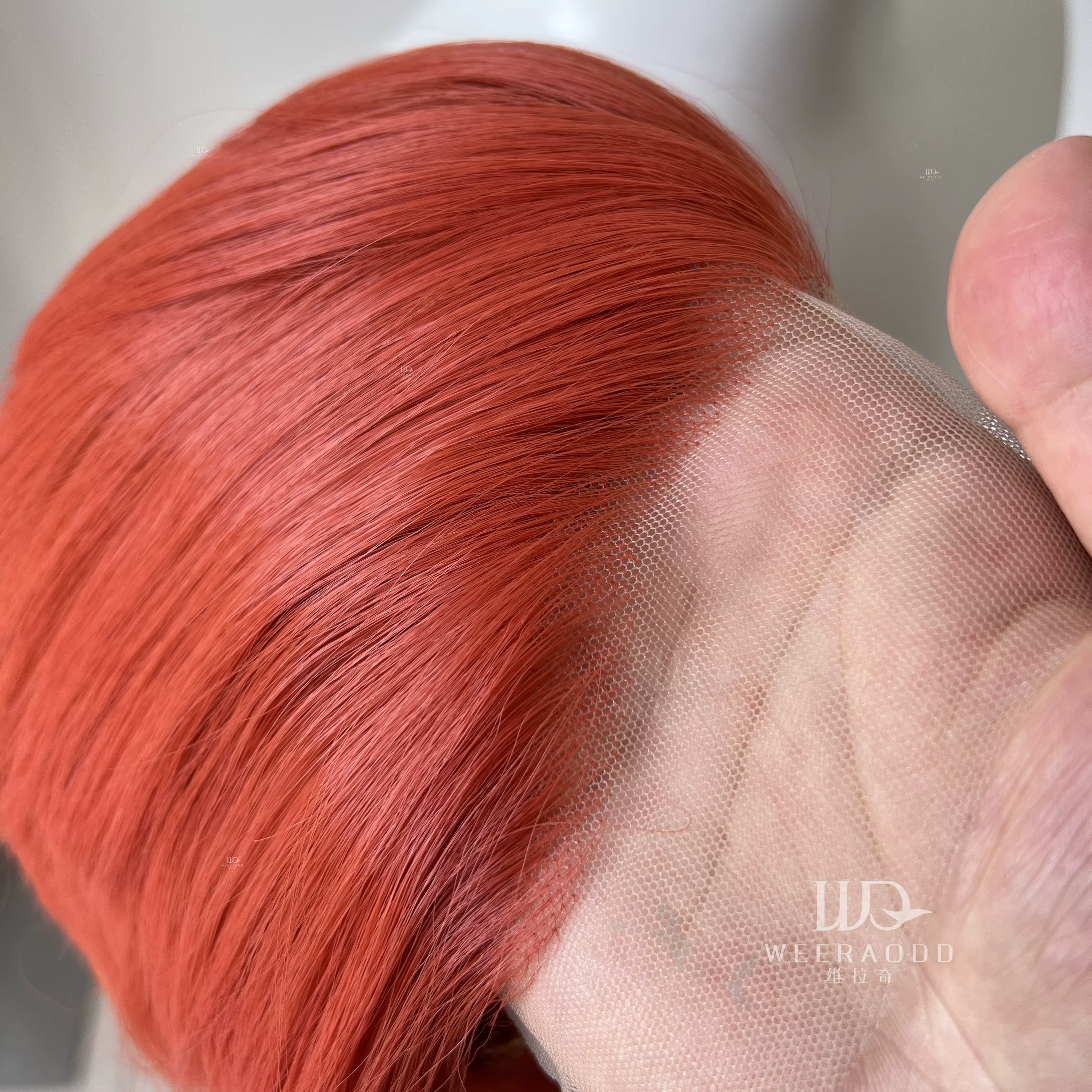 Perruque Lace Front Wig synthétique courte Orange rouge pour hommes