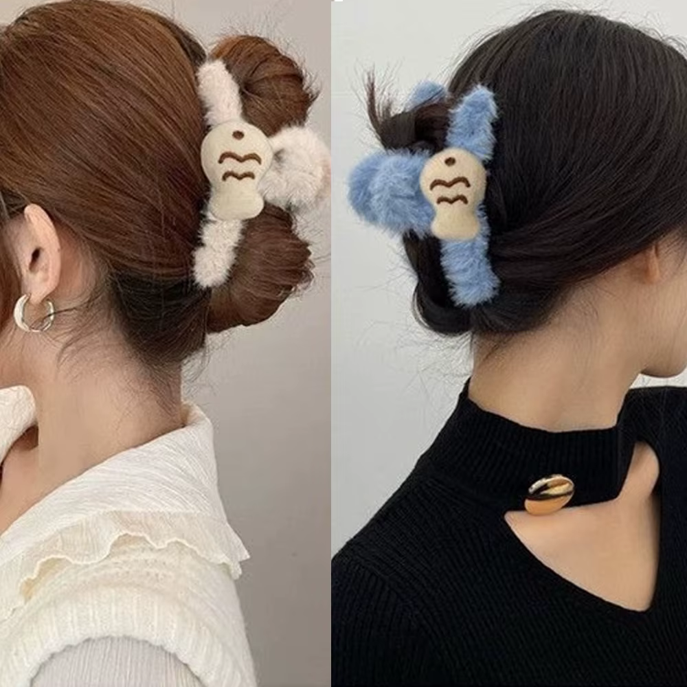 Pince à cheveux en peluche pour l'hiver