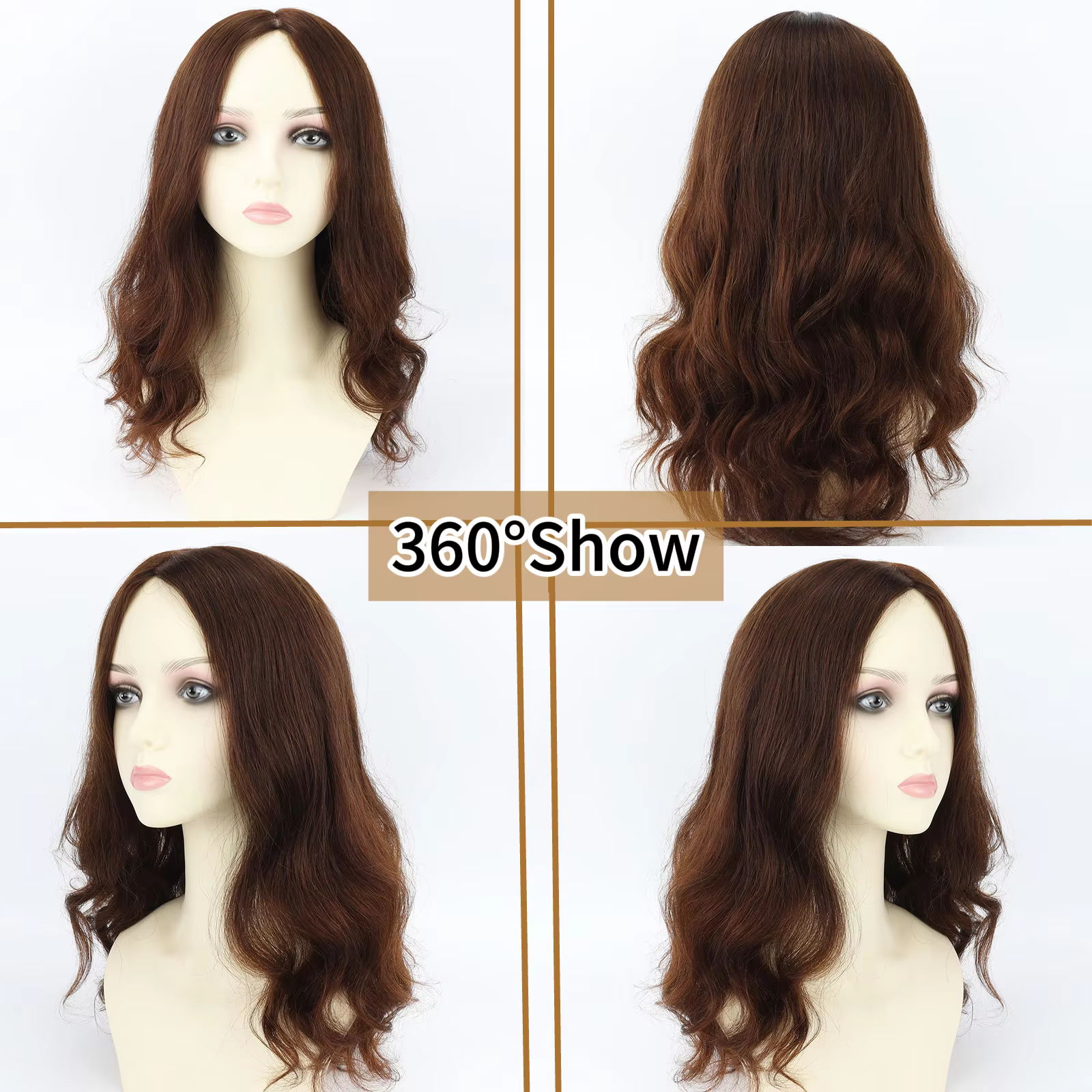 Nouvelle perruque ondulée en soie pour femmes 6x6" Remy européenne #