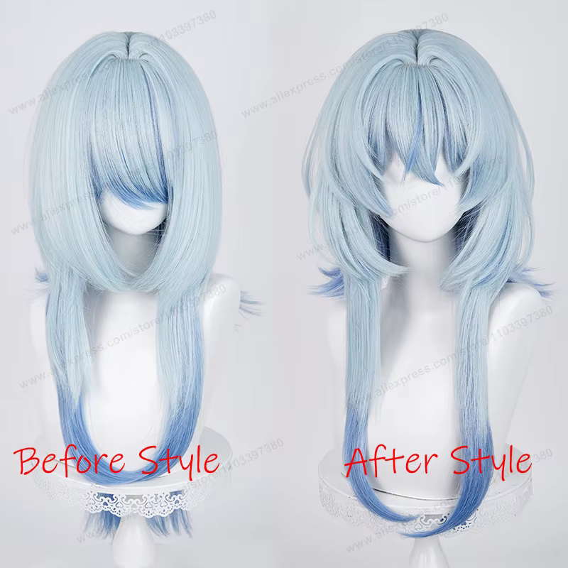 The Shorekeeper Cosplay perruque cheveux synthétiques 74 cm cheveux longs bleu dégradé femmes cheveux résistants à la chaleur perruques de haute qualité