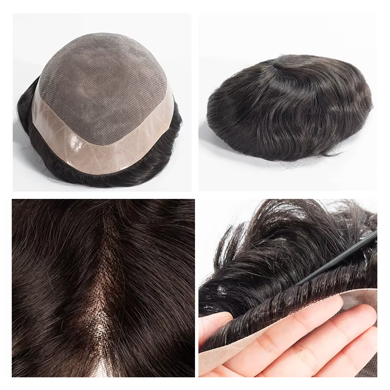 Toupet pour hommes protégé par Zeomic Fine Mono NPU Base perruques de cheveux humains indiens prothèse capillaire