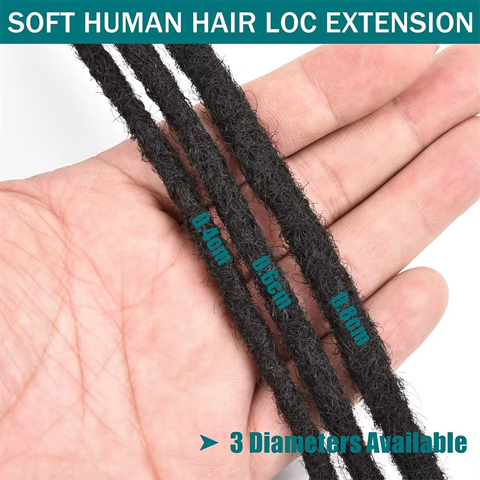 0.4 cm 0.6 cm 0.8 cm largeur Loc Extension cheveux humains 40 brins entièrement faits à la main 100% Extensions