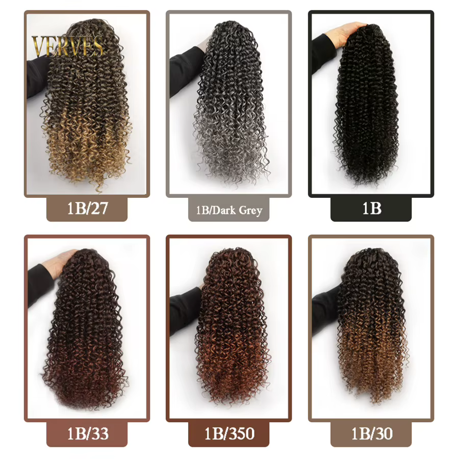 VERVES cordon synthétique bouffant queue de cheval Afro bouclés 16 pouces Extension de cheveux pince en Pontail
