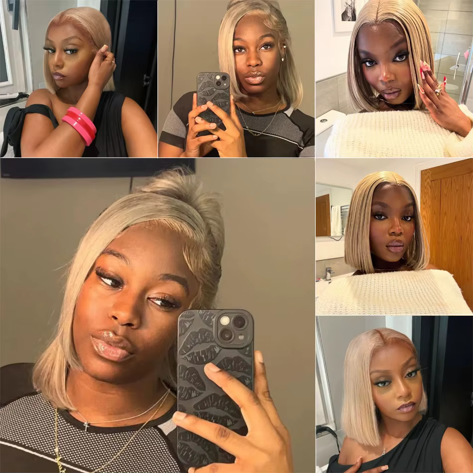 Perruque Bob courte blonde pour femme