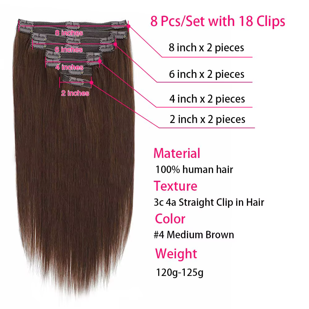 Extensions de cheveux à clipser pour femmes