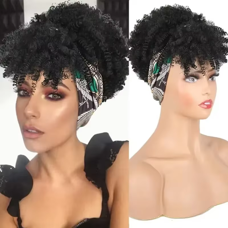 Perruque Afro Bouffante avec Frange pour Femme Noire